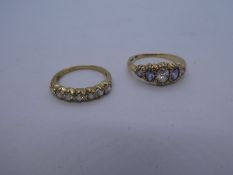 2 x 9ct Gold rings inc. amethyst, gemstone 4.4g