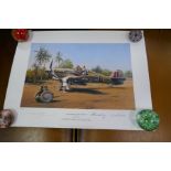 Gavin Mackay 'Chasing the Flying Scotsman' print signed by Lady Bader and a small Robert Taylor prin