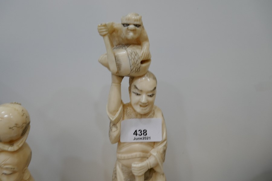 Two Japanese ivory figures, one signed to the base, the largest, 26 cms - Image 2 of 3