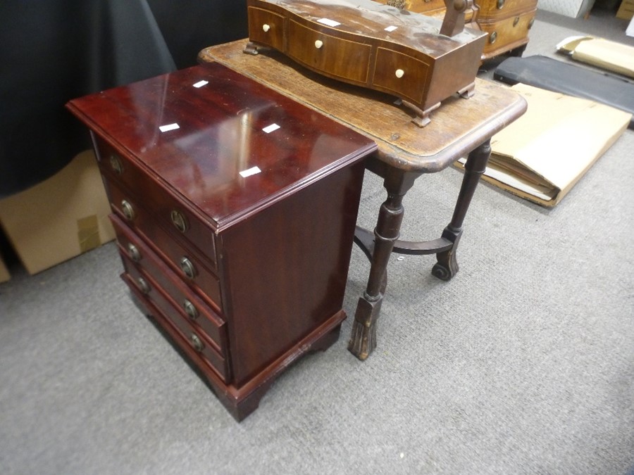 An antique Serpentine fronted dressing mirror having three drawers and two other items - Image 3 of 3