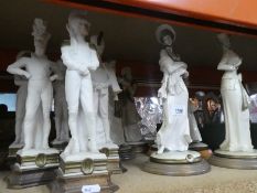 Various white glazed and unglazed Capodimonte figures depicting soldiers and wives