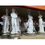 Various white glazed and unglazed Capodimonte figures depicting soldiers and wives