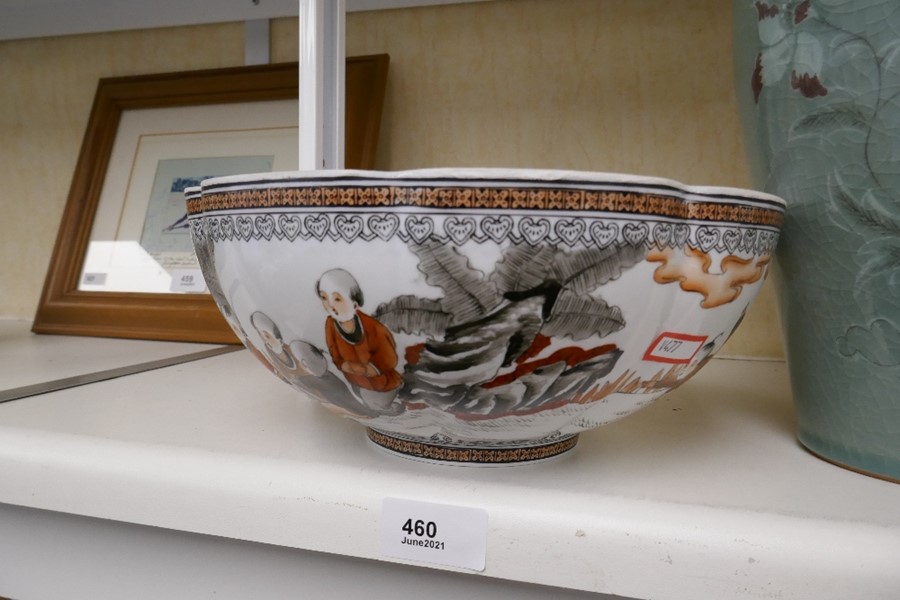 A Chinese eggshell bowl decorated children, 24.5cms and a vase decorated flowers - Image 2 of 5