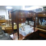 Antique mahogany box fronted sideboard having 5 drawers on square legs, 98cm wide