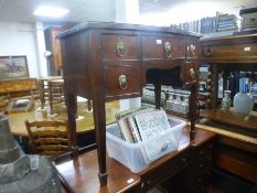 Antique mahogany box fronted sideboard having 5 drawers on square legs, 98cm wide