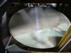 Round brass and alabaster table with unpolished top