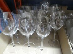 Selection of contemporary glass ware including wine and champagne flutes