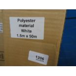 Seven boxed rolls of polyester material 1.5m x 50m in white