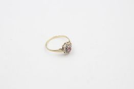 vintage 9ct gold garnet & diamond cluster ring 1