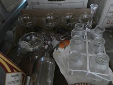 5 Babycham glasses, set 6 milk bottles in a metal stand, Royal Worcester plates etc