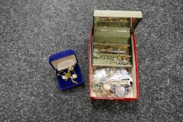 Box of silver costume jewellery incl. bangles, cameo filigree bracelet, charms etc