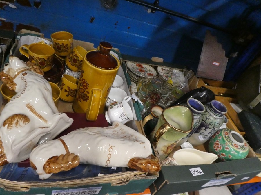 Three boxes of china, glass and sundries to include Royal Worcester, Staffordshire dogs, tea ware an - Image 3 of 8