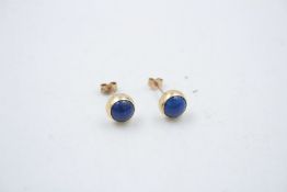 9ct Gold lapis lazuli stud earrings 1g