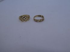 2 x 9ct Gold rings inc. cutwork, ornate 2.5g