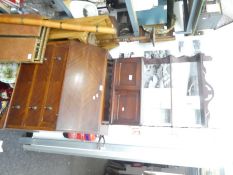 A good mixed lot of furniture including small bureau, mirrors and display shelves