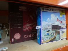 Minic Ship Ocean Terminal set, plus a Mettoy Railways battery operated express train 'O' gauge set