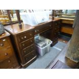 Victorian mahogany twin pedestal desk having 9 drawers 134cm wide