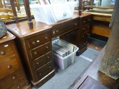 Victorian mahogany twin pedestal desk having 9 drawers 134cm wide