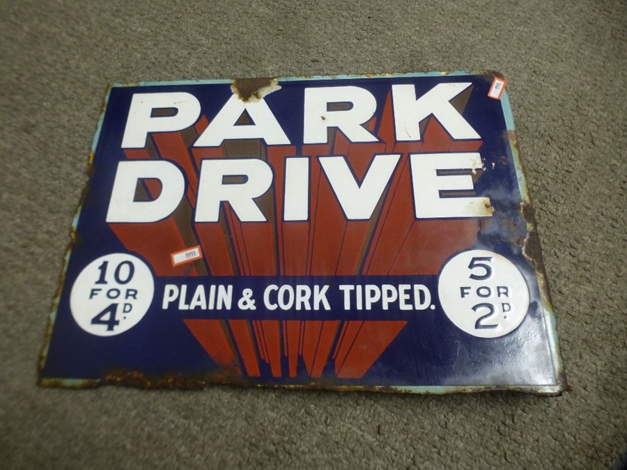 Two old enamel signs for Lyons Tea and Park Drive plain and Corked tipped cigarettes - Image 3 of 3