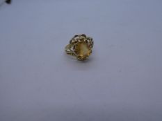 9ct gold textured modernist citrine cocktail ring 3.5g