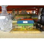 Selection of Hornby tinplate station buildings and rolling stock