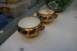 A pair of 19th century Coalport bowls having gilt and floral decoration, numbered on base A5597