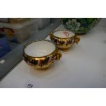 A pair of 19th century Coalport bowls having gilt and floral decoration, numbered on base A5597