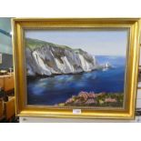 2 x Oil on board pictures depicting coastal scenes one signed JW Mobbs