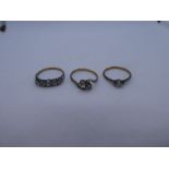 3 x gold diamond paste rings 4.6g