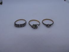 3 x gold diamond paste rings 4.6g