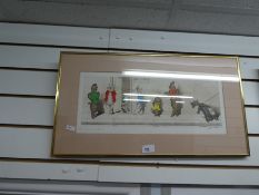 Novelty print of dogs and  one of The Thames, framed and glazed