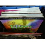 Two boxes of records of various themes, books etc ,
