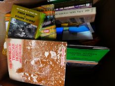 Box of hard back books relating mostly to Railways and Canals