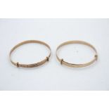 2 x 9ct Gold expandable bangles 2.1g