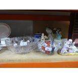 An eclectic mix of vintage china, glassware, figurines, etc