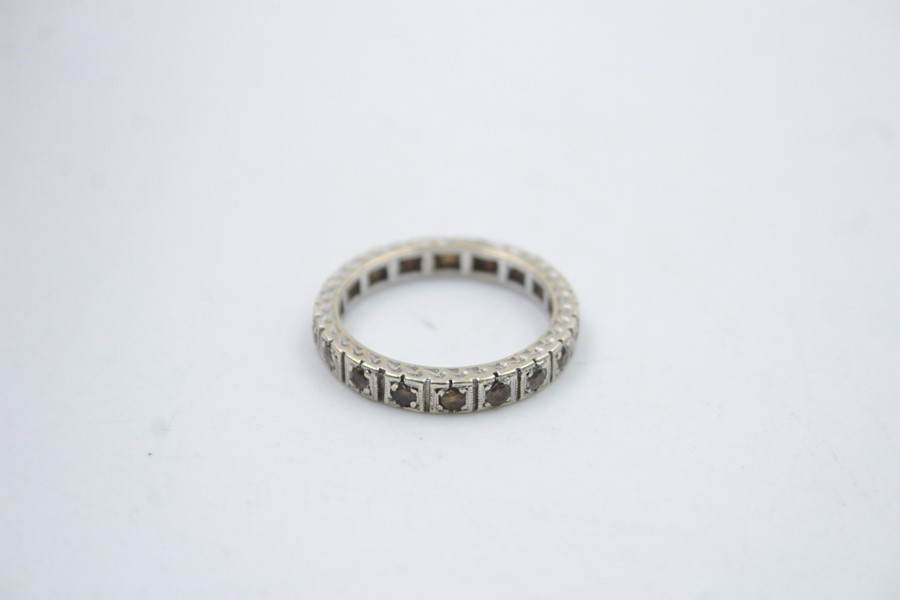 antique 9ct gold gem stone full eternity ring 2.9g - Image 3 of 4