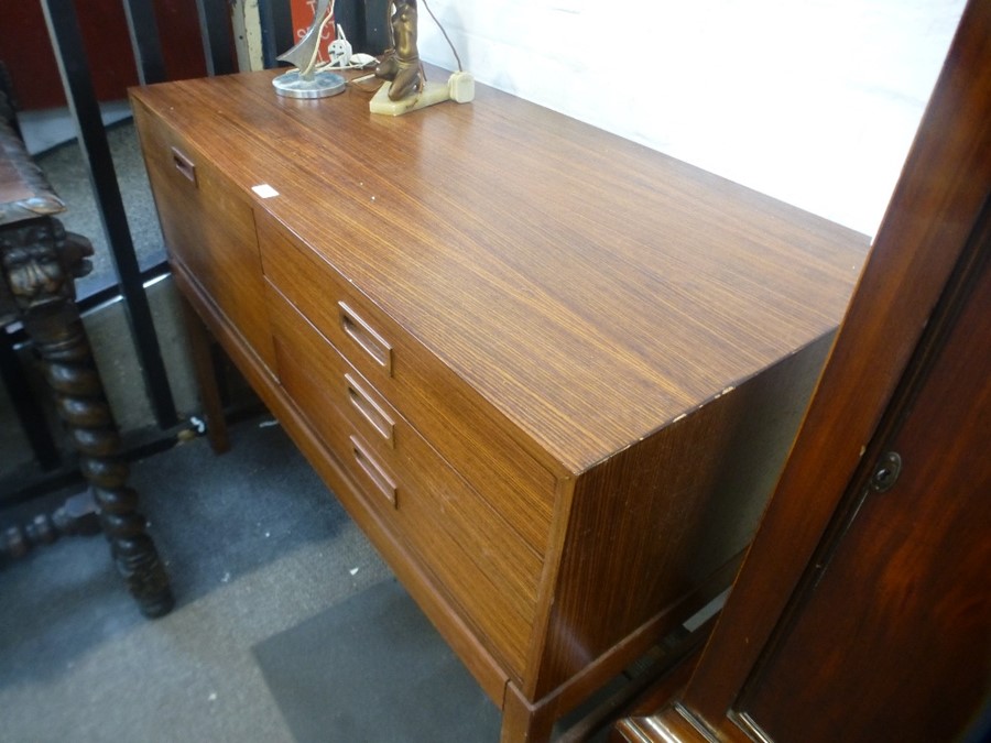 A 1970s sideboard having three drawers with cupboard, 120cms - Image 2 of 2