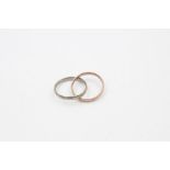 9ct gold two-tone interlinked double ring 3g