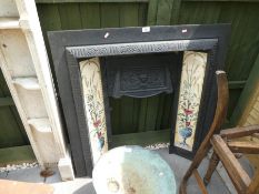 Reproduction metal and tile fireplace