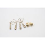 3 x 9ct Gold earring inc. knot, tri-tone, drop 3g