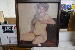 PIETER VAN DER HEM. A Seated Female Nude, signed and dated 1911, oil on canvas, 27 x 25 in