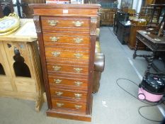 Edwardian mahogany Wellington chest having 7 drawers on plinth base