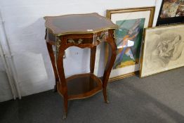 A reproduction French 2 tier side table having one drawer of serpentine shape - 53.5cm