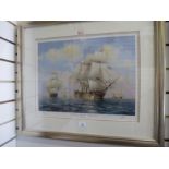 Pencil signed limited edition print by Barry Price of HMS Victory