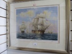 Pencil signed limited edition print by Barry Price of HMS Victory