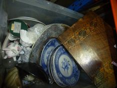 One box of various items to include ornaments, plates, bowls, etc