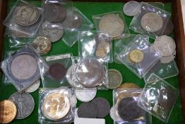 An 1888 Victorian Crown, an 1839 Crown and other coins and tokens