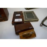 An antique Indian micro mosaic card case, a tortoiseshell case and two other items