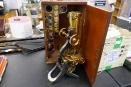 A Victorian cased Challenge model microscope by Smith & Son, London