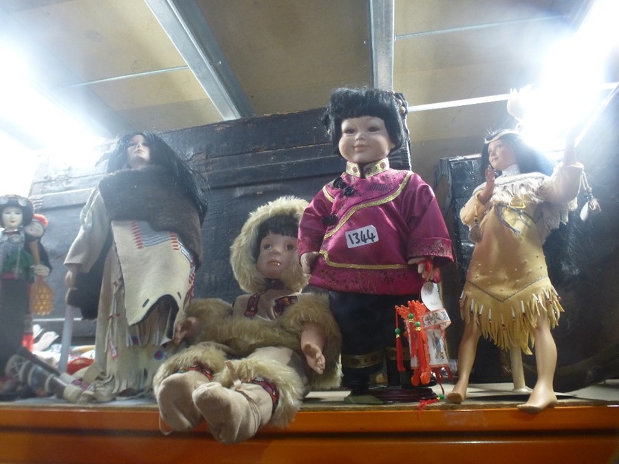 A quantity of collector's dolls to include native American Indian and others